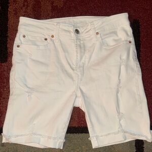 Mens American Eagle‎ AirFlex+ Denim White Jean Shorts Distressed Cuffed